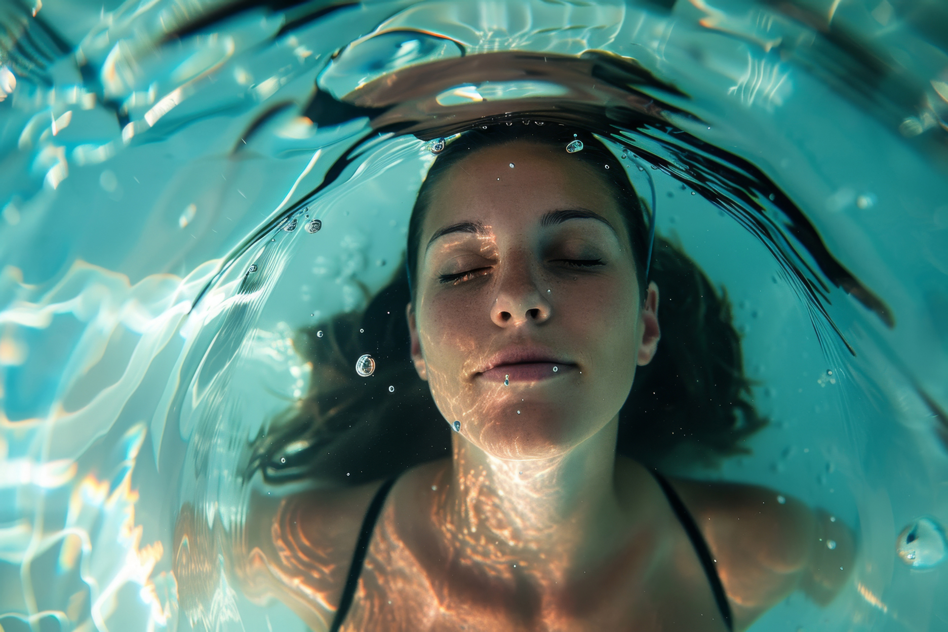 femme sous l'eau isolation